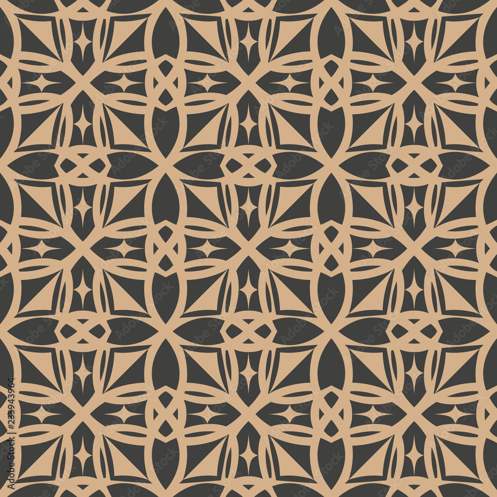 Vector damask seamless retro pattern background curve cross frame kaleidoscope