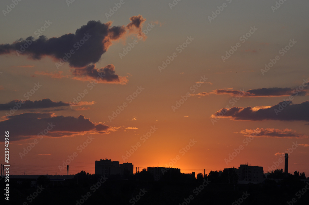 Magical view of gorgeous sunset over cityscape Magical view of gorgeous sunset over cityscape