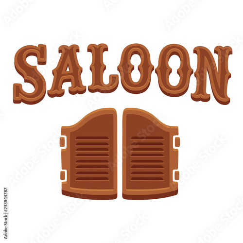 Wooden saloon doors and lettering