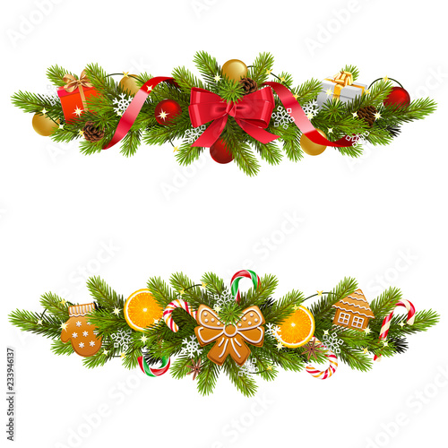 Vector Christmas Fir Decoration with Garland