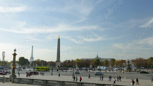 Two establishing shots of Place Concorde in Paris France.