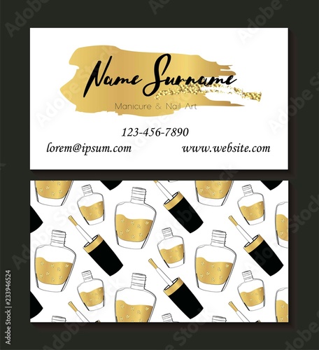 Set of business cards for manicure and nail art.