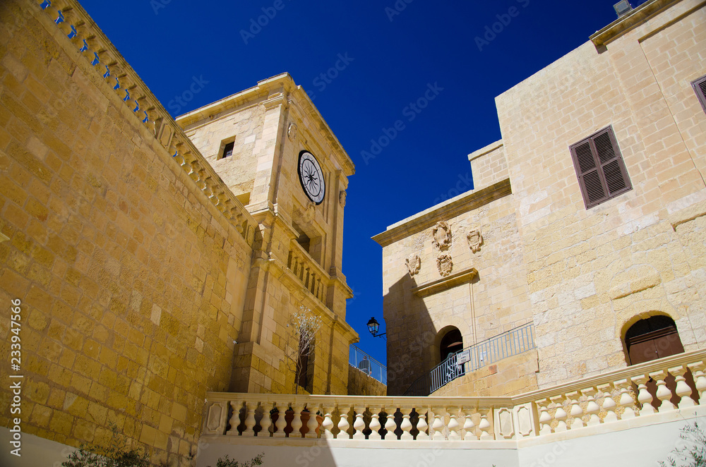 Cittadella tower castle in Victoria Rabat town, Gozo island, Malta