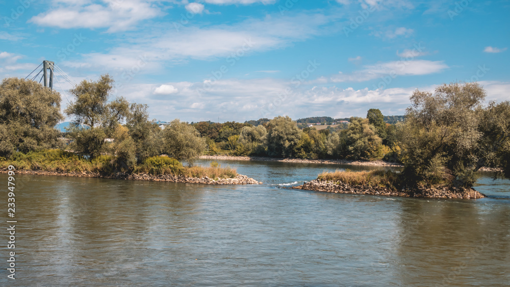 Beautiful reflections at the mouth of the Isar