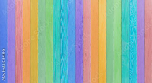 Rainbow Colored Blue Wood Table , Wood Texture Background Top View