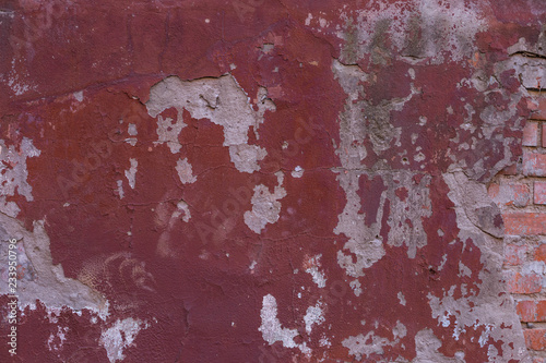 Fragment stukturnoy and painted walls at idle the factory,removed in late autumn © artem