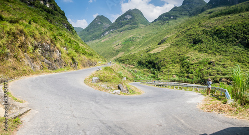 Scenic view of the road to Ha Giang, also called as the East-North route. This route one of the most two famous routes for biker in the north of Vietnam