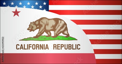 Flag of USA and California state - Illustration, 
Mixed Flags of the USA and California