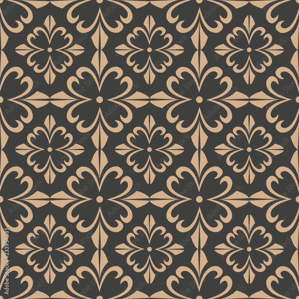Vector damask seamless retro pattern background curve cross botanic garden flower Vector damask seamless retro pattern background curve cross botanic garden flower