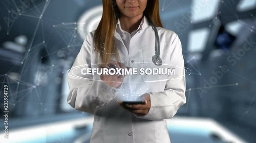 Female Doctor Hologram Medicine Ingrident CEFUROXIME SODIUM photo