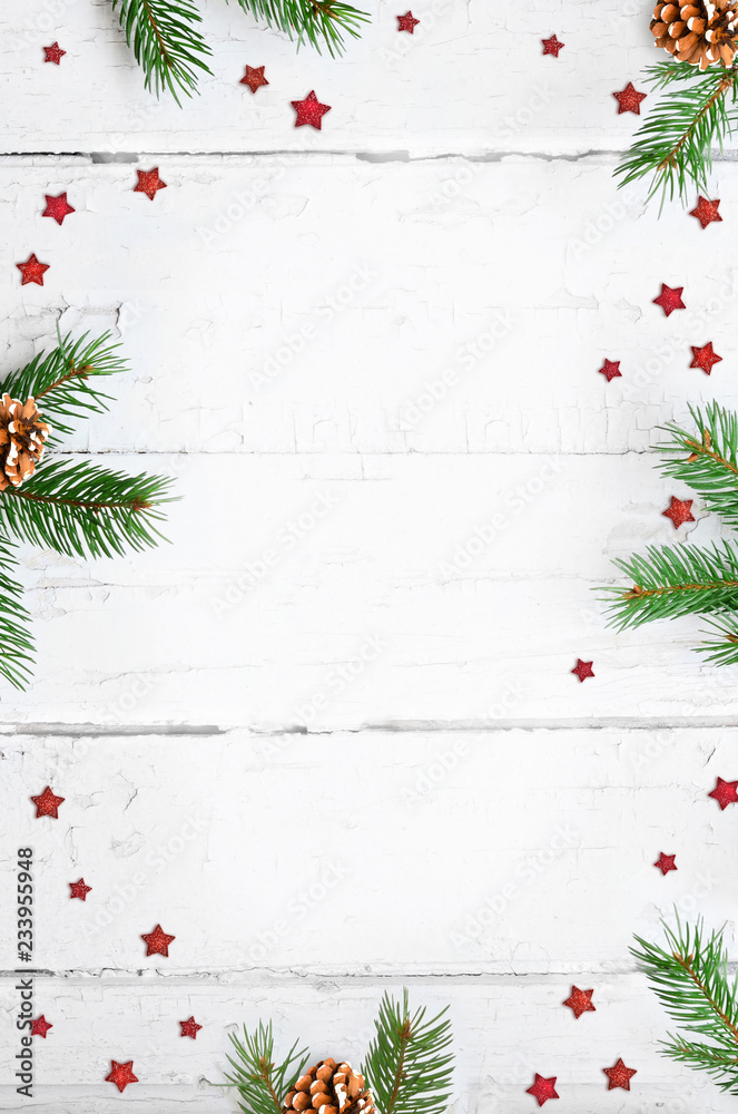 Christmas background and fir tree branches. Top view Stock Photo | Adobe  Stock