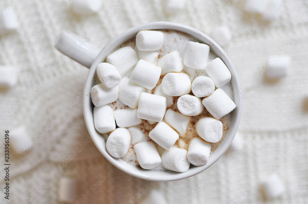 cup of hot coffee with marshmallows cup of hot coffee with marshmallows