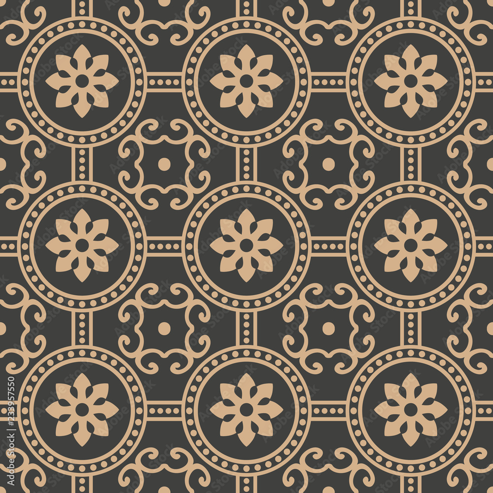 Vector damask seamless retro pattern background round cross frame dot line flower Vector damask seamless retro pattern background round cross frame dot line flower
