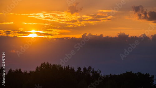 Beautiful sunset with spectacular clouds near Ramsdorf - Bavaria - Germany
