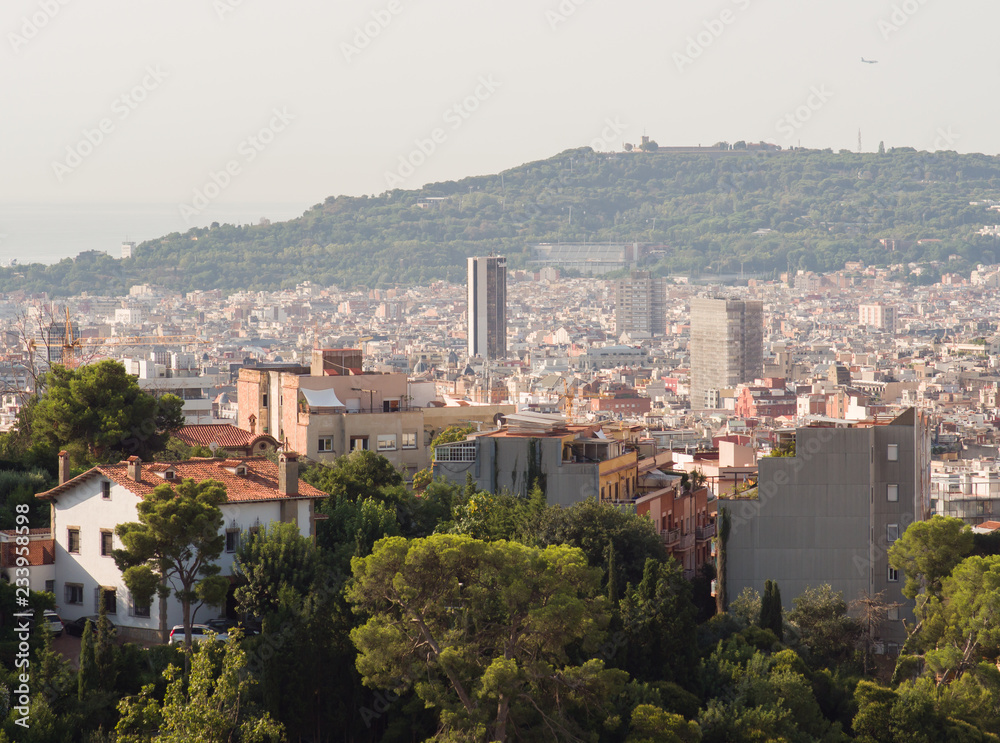 Panorama of the city of Barcelona from the top.