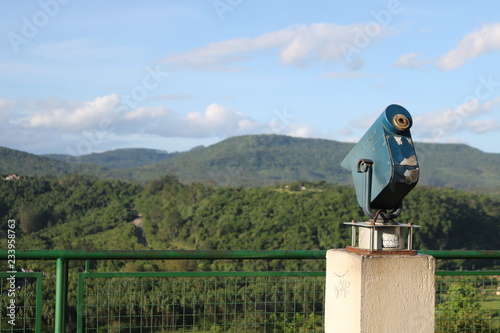 binoculars in mountains