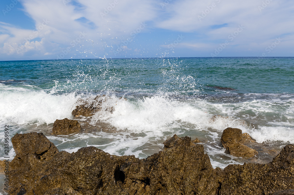 Beautiful sea view of Cefalu, little town on the sea in Sicily, Italy