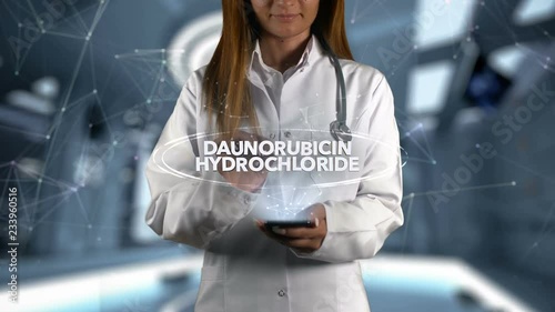 Female Doctor Hologram Medicine Ingrident DAUNORUBICIN HYDROCHLORIDE photo