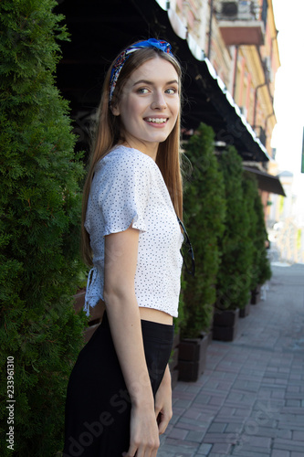 Fashionably dressed woman on the streets