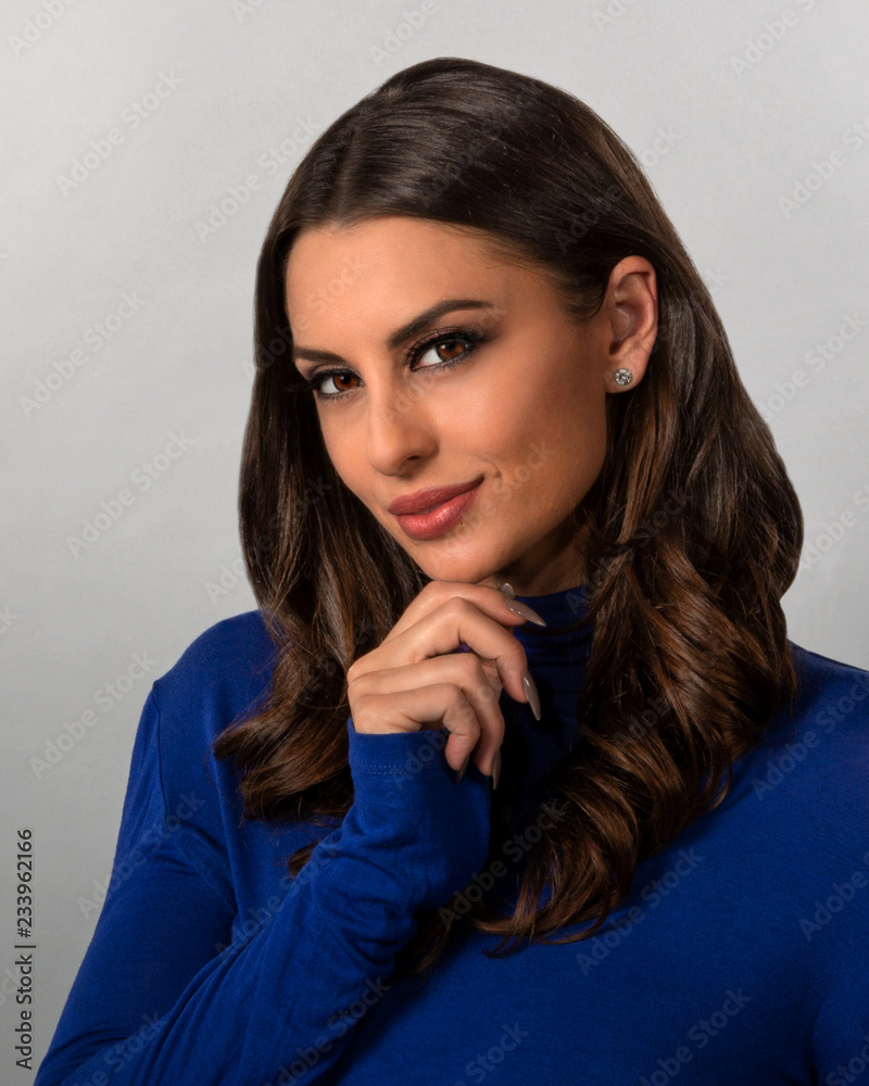 Playboy model Melissa Jean in Fashion Pose with Blue Top Stock Photo |  Adobe Stock