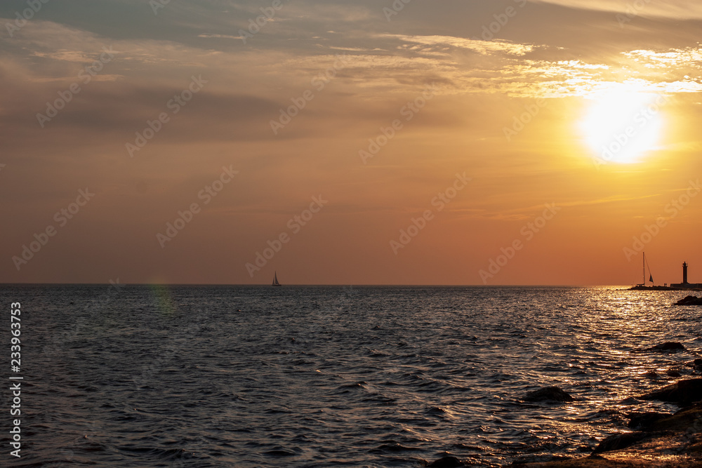 sea beach skyline with clouds and calm water sea beach skyline with clouds and calm water