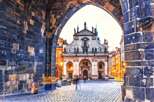Obraz na płótnie St. Salvator Church, view from the arch in Old Town Tower, Pragu w salonie