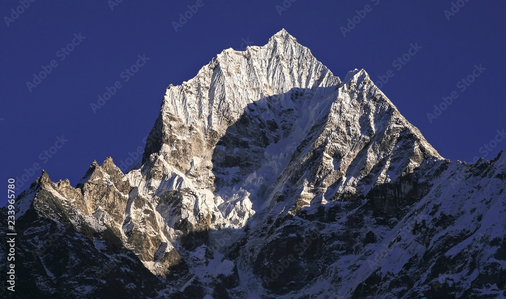 Thamserku Mountain Peak in Nepal Himalaya Mountains Hiking Everest Base Camp