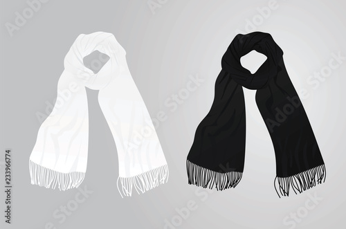 White and black scarf. vector illustration