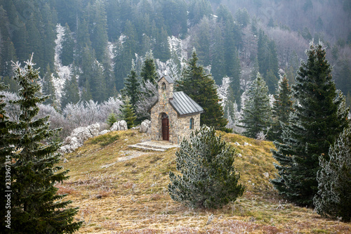 Chapel near Zavizan mountain house on Velebit mountain, Croatia photo