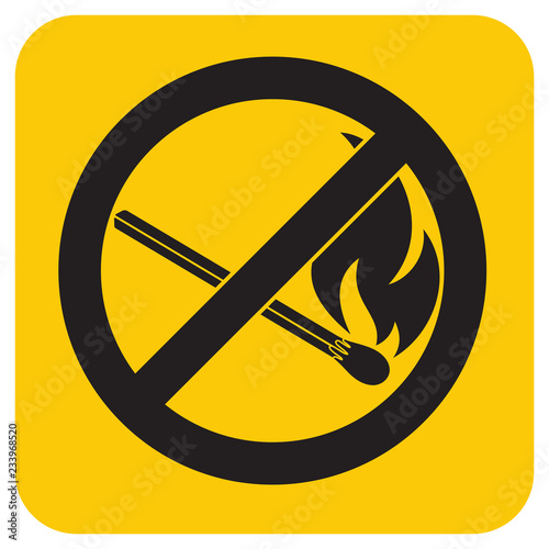 No Fire sign. Prohibition open flame symbol