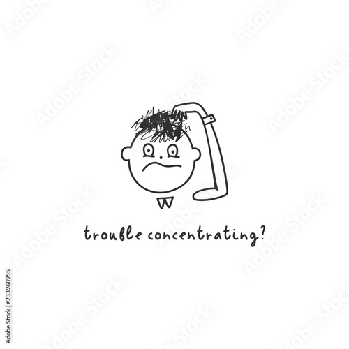 Depression signs and symptoms. Vector illustration of problems of mental health