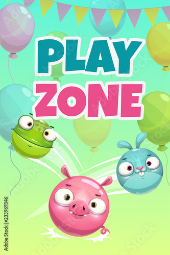 Kids zone banner concept  play zone vector illustration.