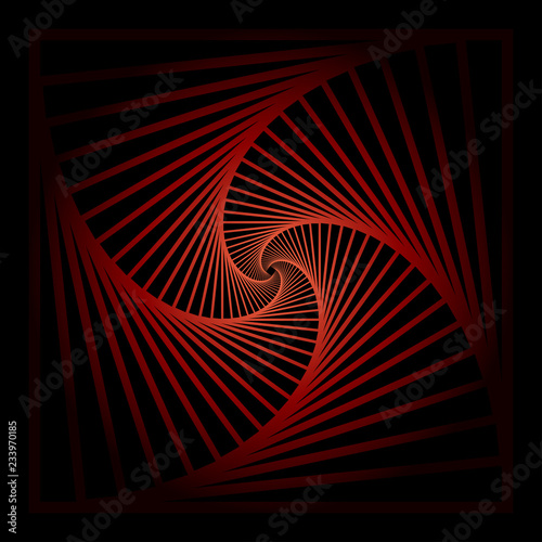 Inward concentric  rotating  spirally squares abstract geometric background . stairs optical illusion pattern.