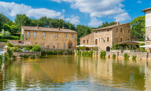 The picturesque Bagno Vignoni  near San Quirico d Orcia  in the province of Siena. Tuscany  Italy.