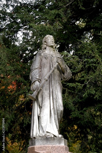 tombstones with angels and figures in victorian graveyard