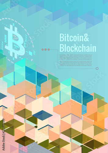 Bitcoin and blockchain abstract graphic page layout