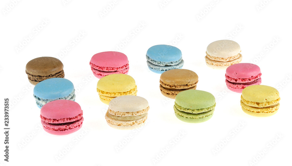 Colorful macarons isolated on the white background Colorful macarons isolated on the white background