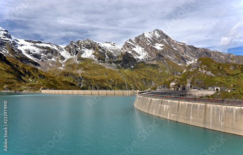 Concrete dam of Mooserboden in the Hohe Tauern mountain in Austria.