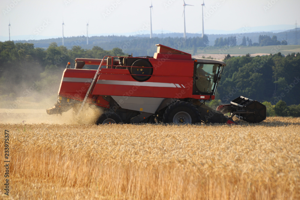 Obraz premium Mähdrescher bei der Ernte 