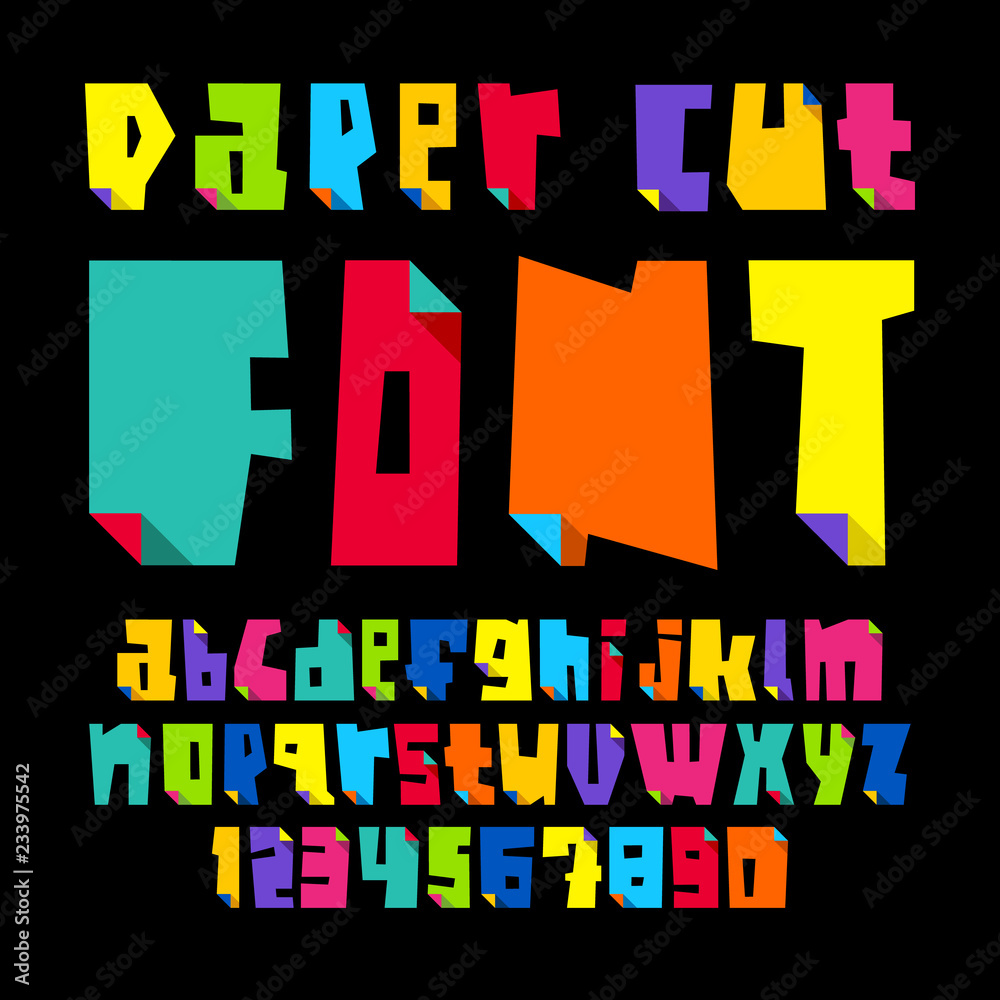 Colored letters, cut from paper with bent Colored letters, cut from paper with bent