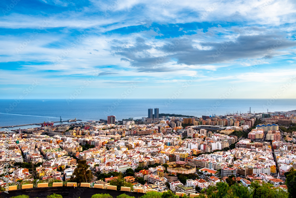 This panorama shot time the entire downtown of Santa Cruz, the capital of Tenerife.