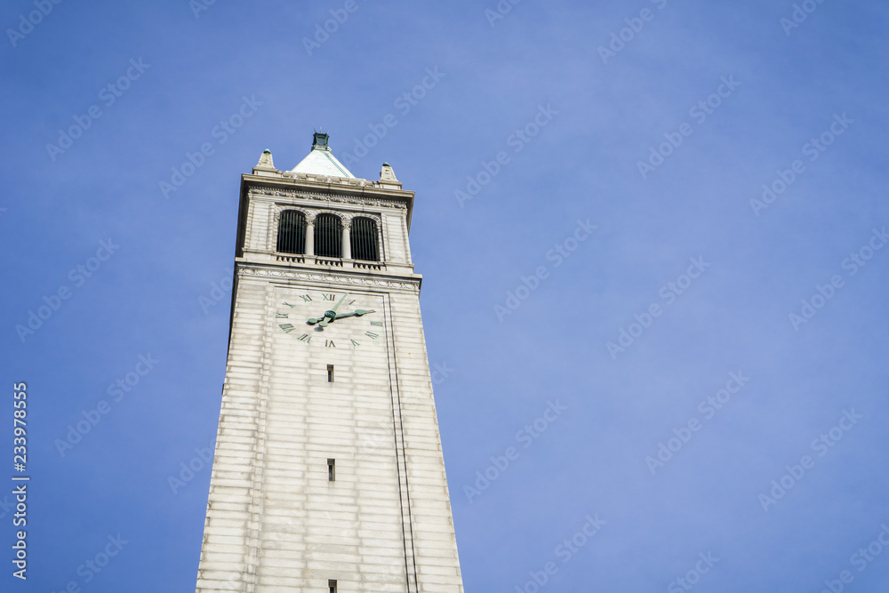 Sather tower (the Campanile) on a blue sky background, Berkeley, San Francisco bay, California Sather tower (the Campanile) on a blue sky background, Berkeley, San Francisco bay, California