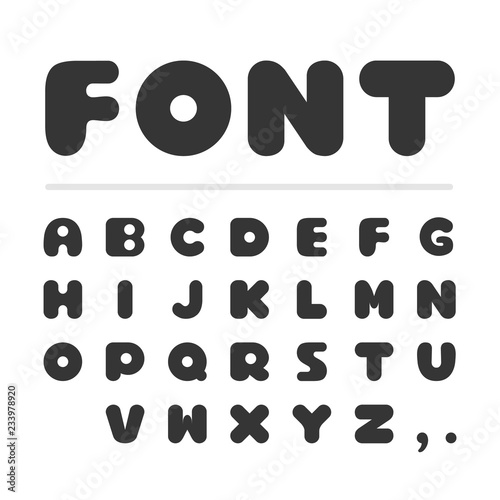 Vector font. Black bold round font