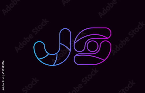 alphabet letter combination js j s logo company icon design in blue and pink