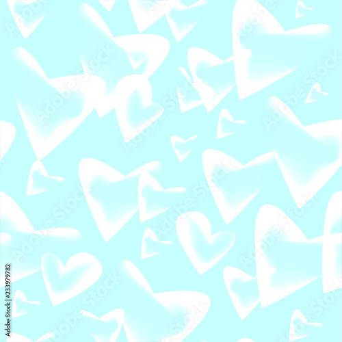 Seamless background with flying hearts.Transparent elements on blue background
