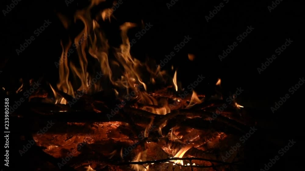Bonfire at night slow motion, hd 1080p video footage Bonfire at night slow motion, hd 1080p video footage