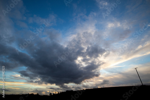 Autumn sunset over farmland field in the rural county of Hampshire