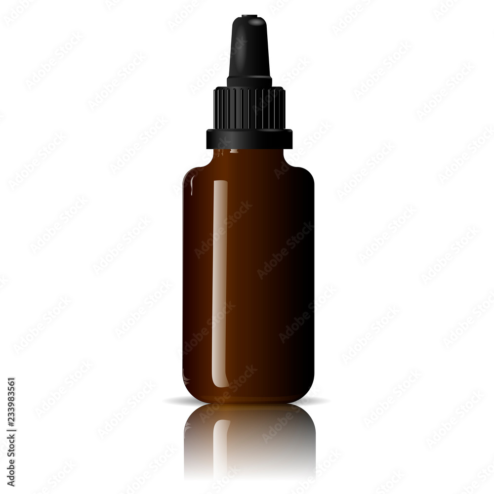 Brown glass cosmetic bottle mockup. Dropper bottle for medical products, vape e liquid, oil, serum and essence. High quality eps10 vector illustration. Brown glass cosmetic bottle mockup. Dropper bottle for medical products, vape e liquid, oil, serum and essence. High quality eps10 vector illustration.