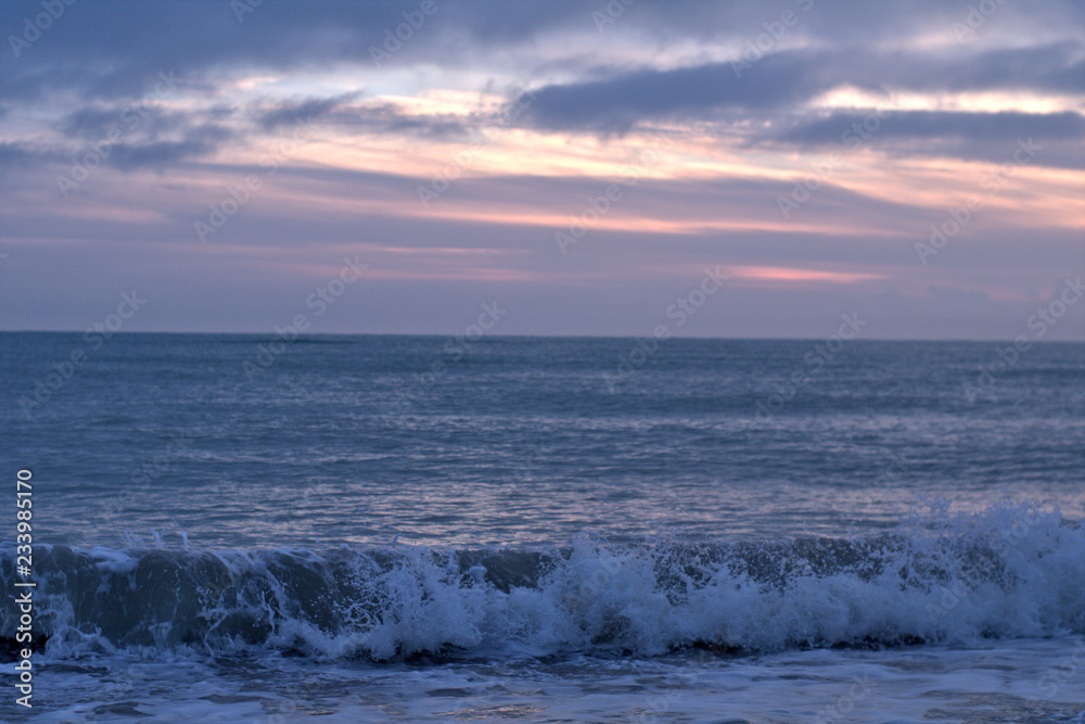 sunrise over sea,waves, water,seascape, cloud, horizon