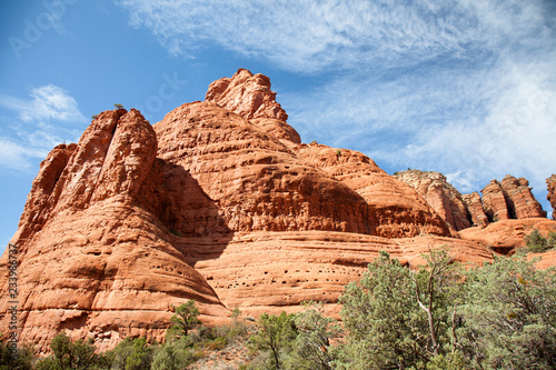 view of red rock formations along Little Horse Trail in Sedona Arizona